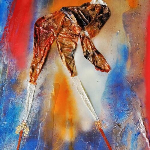 Abstract Figure in Red and Blue