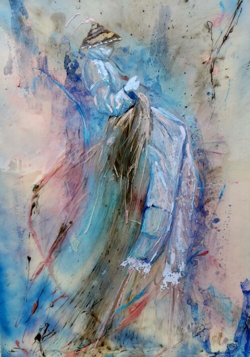 Ethereal Woman in Flowing Garments