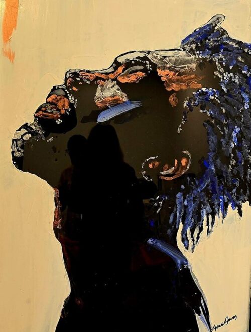 Expressive Portrait with Dark Silhouette